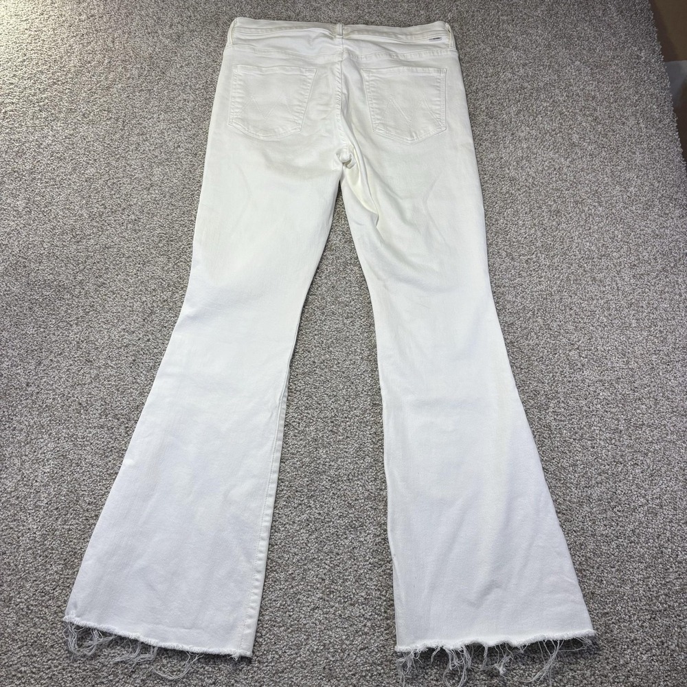 Mother The Weekender Fray Jeans Womens 31 White Flare Raw Hem 1535-753